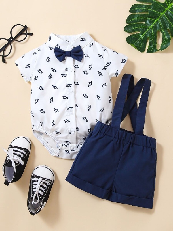 Conjunto de vestir azul con blanco